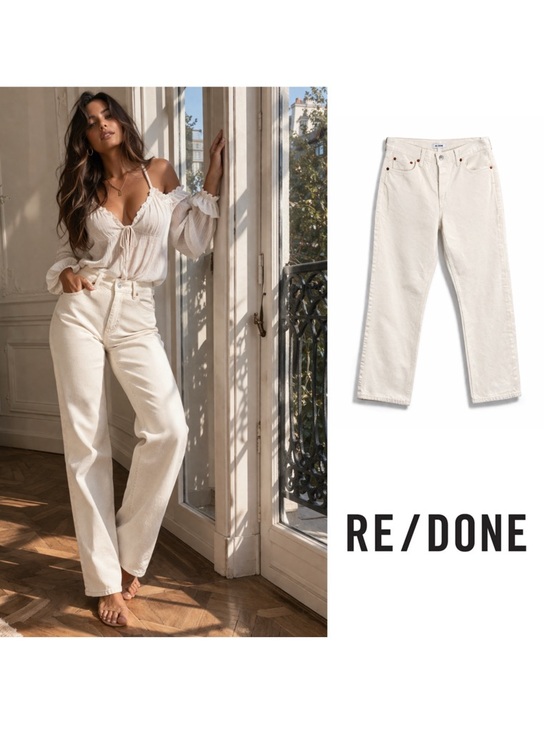 Re/Done Denim - NEW Re/Done Cream High-Rise Easy straight Crop Jeans